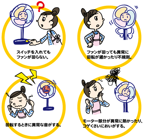 古い扇風機の注意