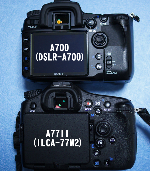 α77II(ILCA-77M2)とα700(DSLR-A700)の背面