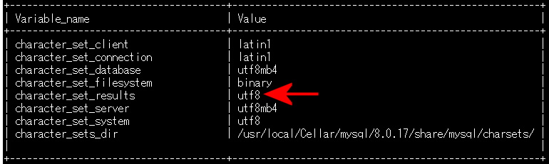 character_set_results＝UTF-8