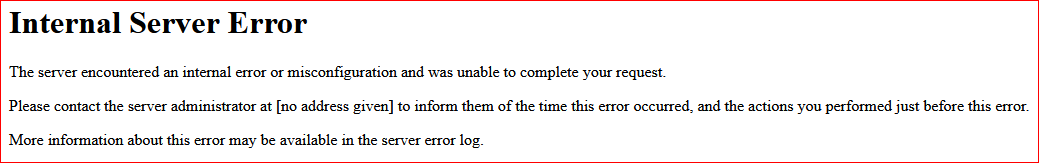 Internal Server Error