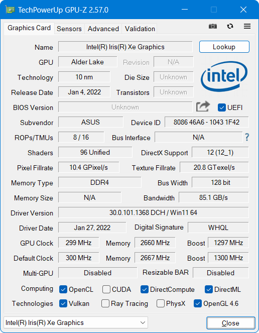 Intel Iris Xe Graphics_ASUS Vivobook S 14X OLED