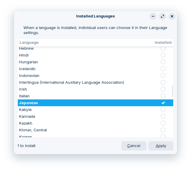 Installed Languages