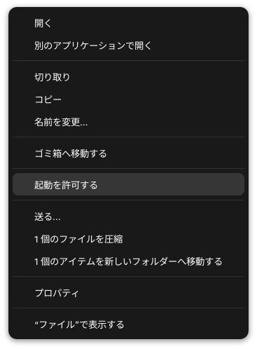 起動を許可する