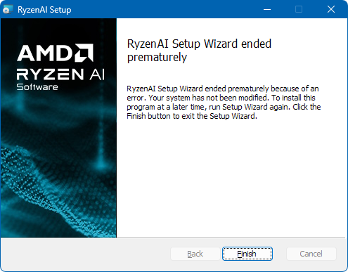 Ryzen AI Software_prematurely